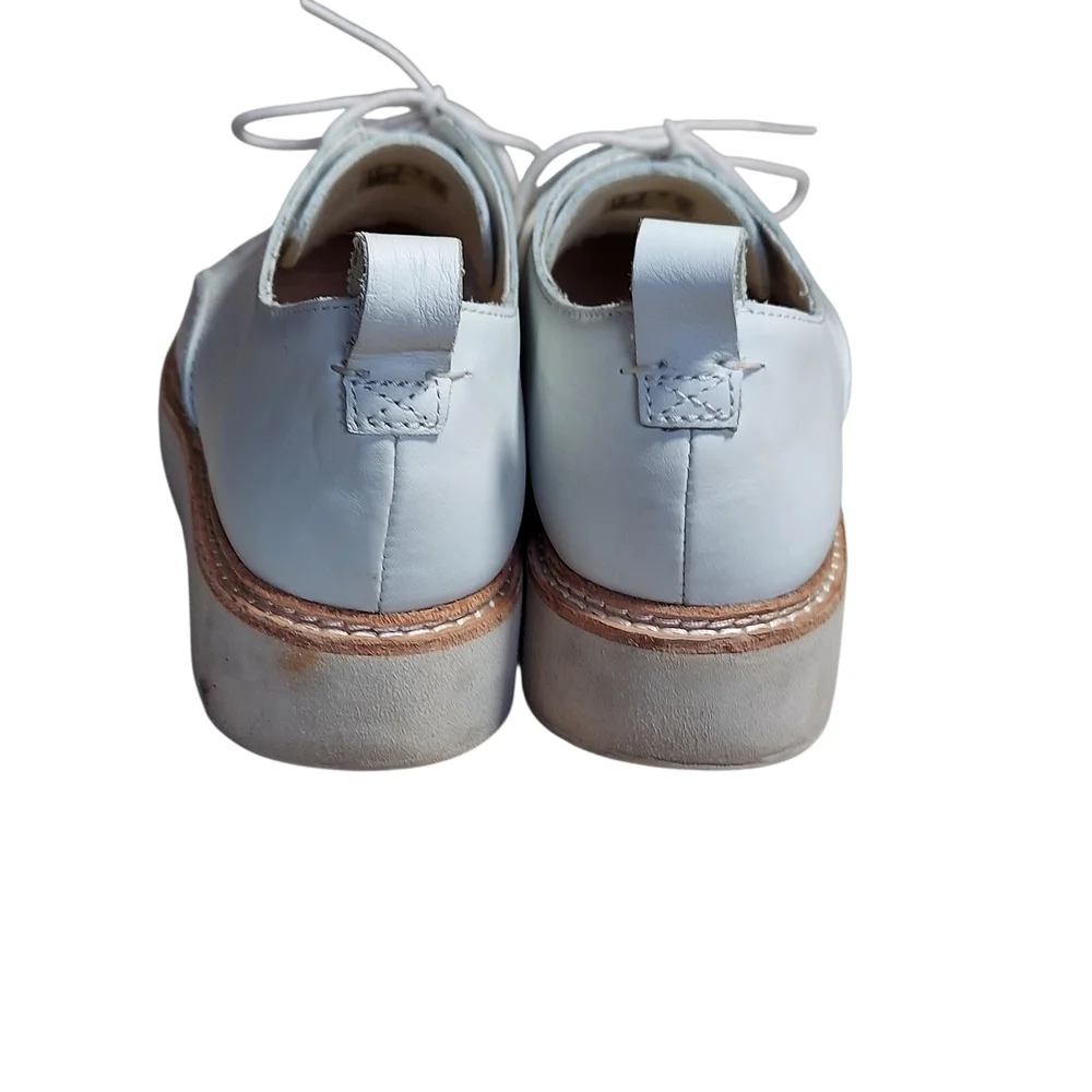 Clarks Off White/White Platform Oxford Lace Up Derby Shoes Leather Womens